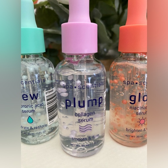 🆕🌷 SPA•SCENTIALS “DEW , PLUMP & GLOW” FACIAL SERUM SKIN CARE SET. BRAND NEW! - Picture 2 of 6